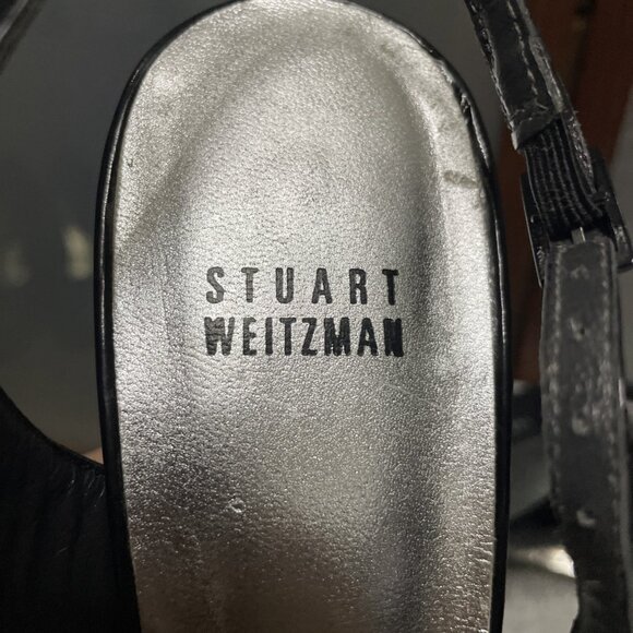 Stuart Weitzman Vintage Y2K Womens Plexiglass Lucite Wedge Peeptoe Sandals 9.5 N - Picture 6 of 8